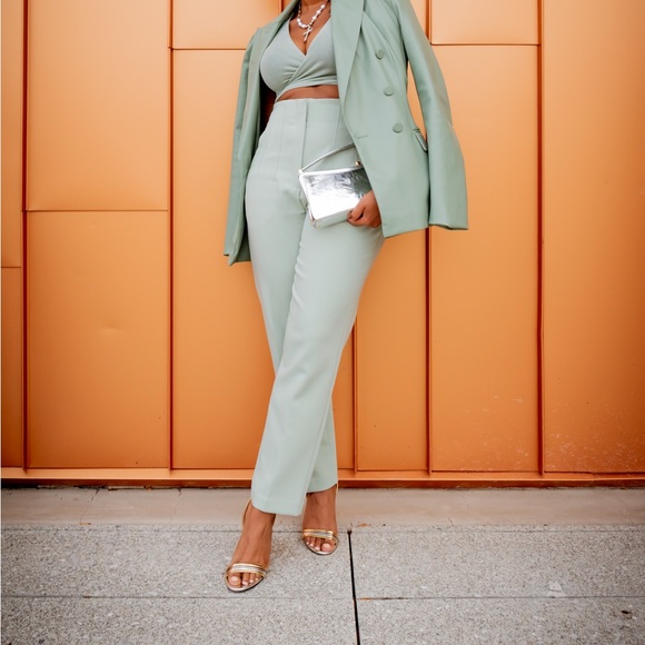 Zara Pants - ZARA Light Green High Rise Ankle Pants Size Medium [7901-532-537] Preowned